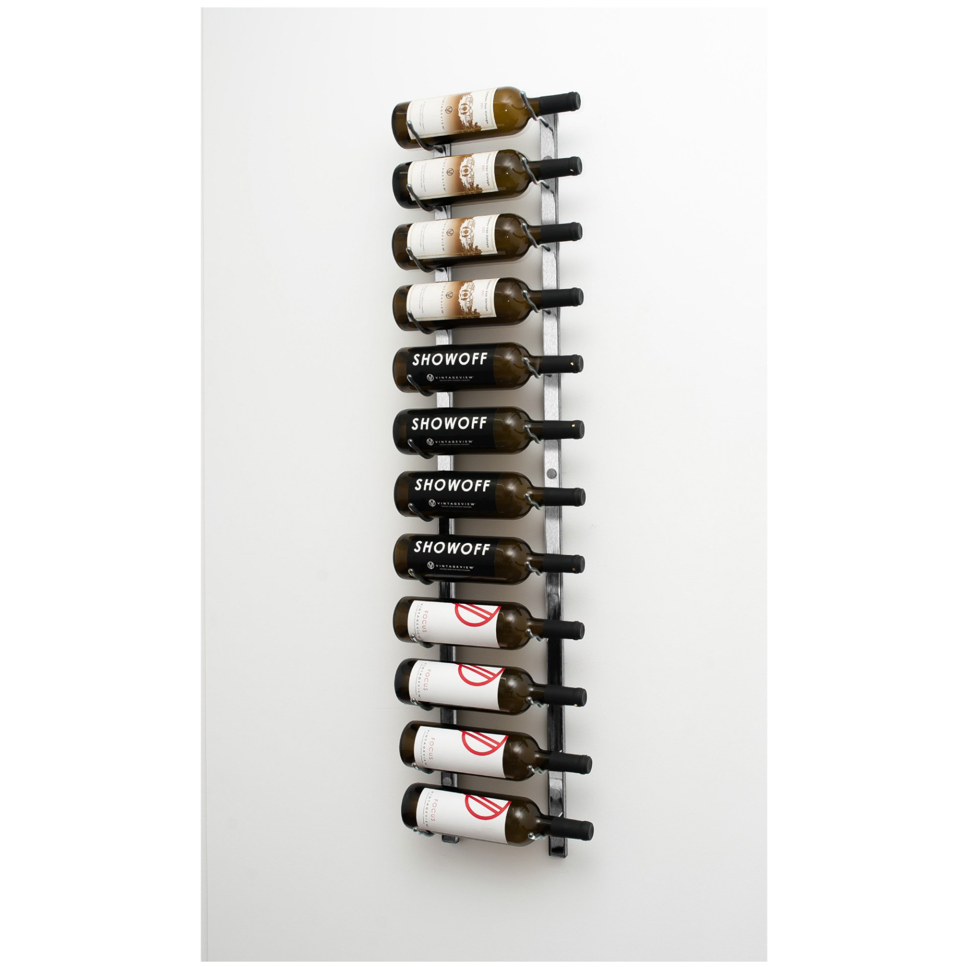 4' W Series Brushed Nickel 12 Bottle 1-Deep Label-Forward Metal Wall ...